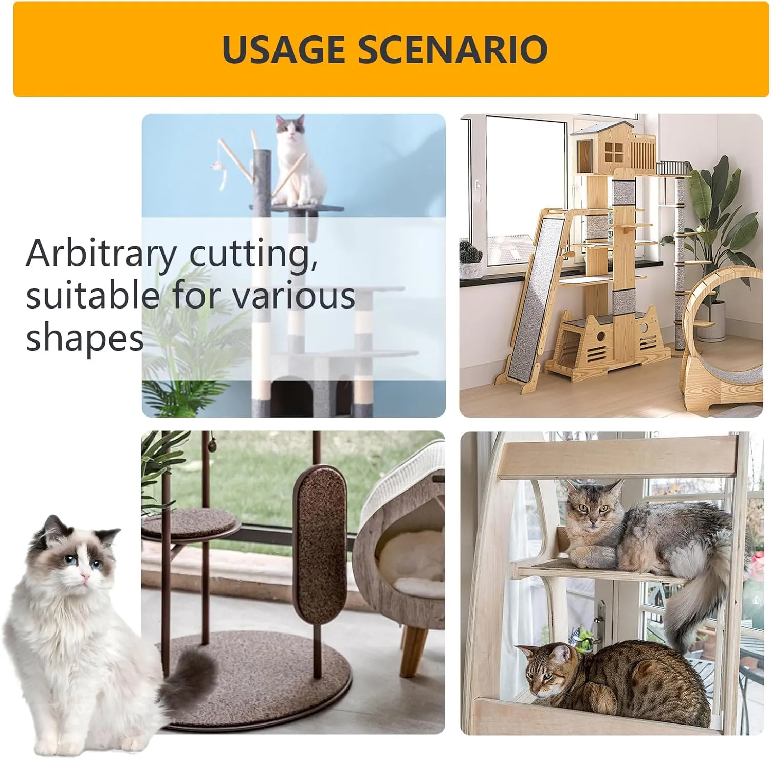 120"x15.8" cat Scratch Furniture Protector Keep Couch Sofa Protection Anti Claws Corner Wall Scratcher Post sisal Scratching mat Carpet pad Cover Fabric Tree Guards remnants (Light Grey)