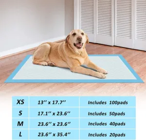 17.7" Blue Super-Absorbent Waterproof Dog Training Pad - 100-Count Extra Small