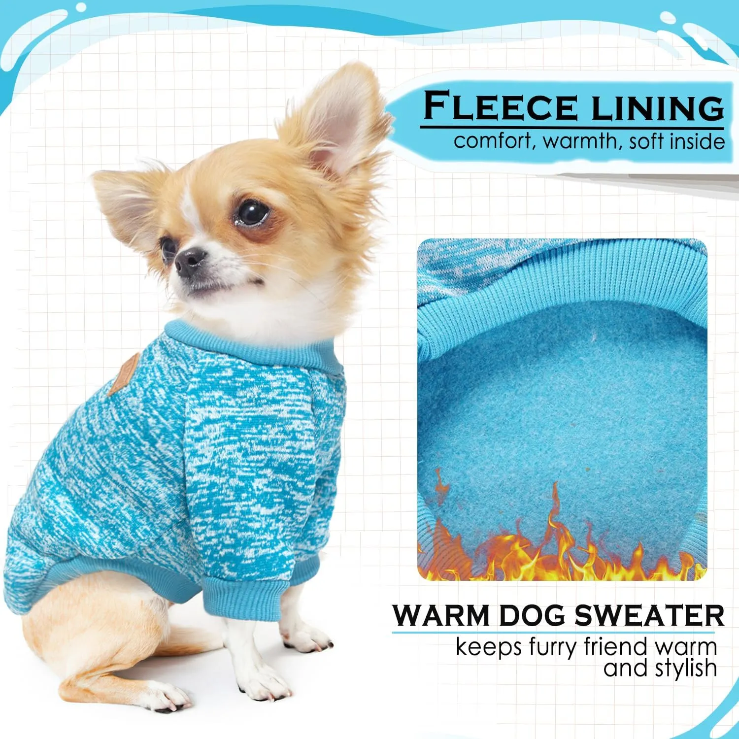 2 Pieces Dog Sweaters for Small Dogs Fall Winter Clothes Male Fleece Puppy Warm Thick Outfit Pet Sweater for Boy Girl Teacup Yorkie Chihuahua, XXS