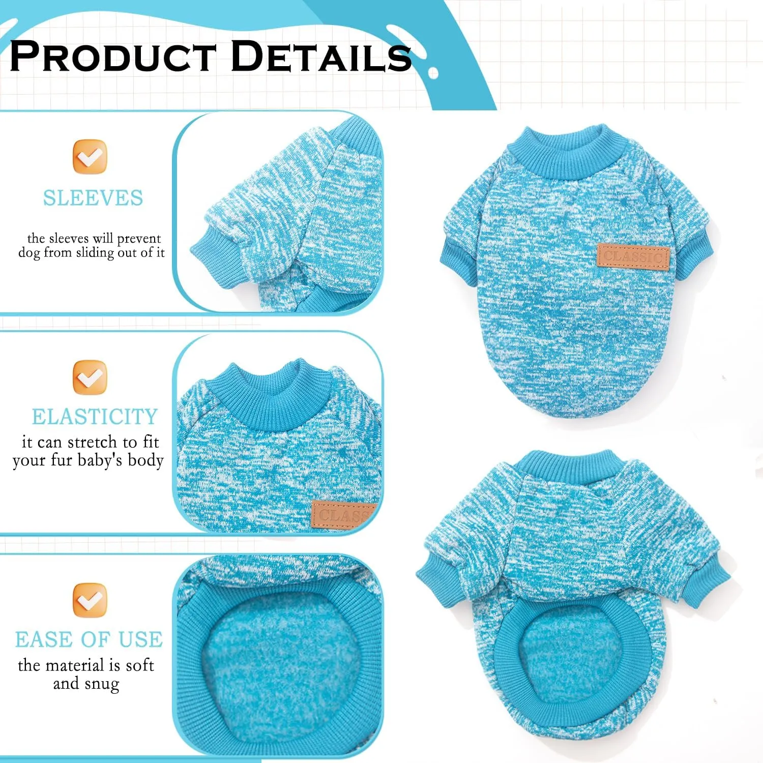 2 Pieces Dog Sweaters for Small Dogs Fall Winter Clothes Male Fleece Puppy Warm Thick Outfit Pet Sweater for Boy Girl Teacup Yorkie Chihuahua, XXS