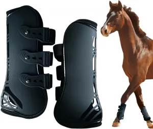 2Pcs Horse Boots Large Horse Front Jumping Tendon Boots PU Shells Horse Boots with Soft Lining Shock Absorbing Tendon Fetlock Brace Guard Boots
