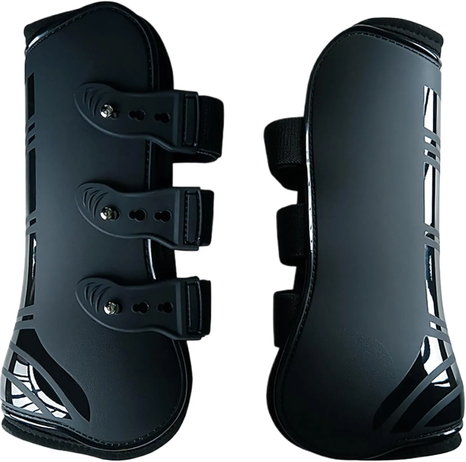 2Pcs Horse Boots Large Horse Front Jumping Tendon Boots PU Shells Horse Boots with Soft Lining Shock Absorbing Tendon Fetlock Brace Guard Boots