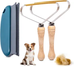 3-Pack Pet Hair Removal Tool - Lint Remover, Carpet Scraper & Shaver for Clothes and Carpets - Dog & Cat Hair Remover with Carpet Rake for Car,Rugs,Couch,Furniture - Fur Cleaner Tool