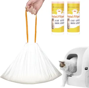 40 Count Drawstring Automatic Cat Litter Box Liner Bags, Disposable Heavy Duty Cat Litter Liners, Replaced Litter Box Bags Suit for PuraX PuraMax PuraMax2