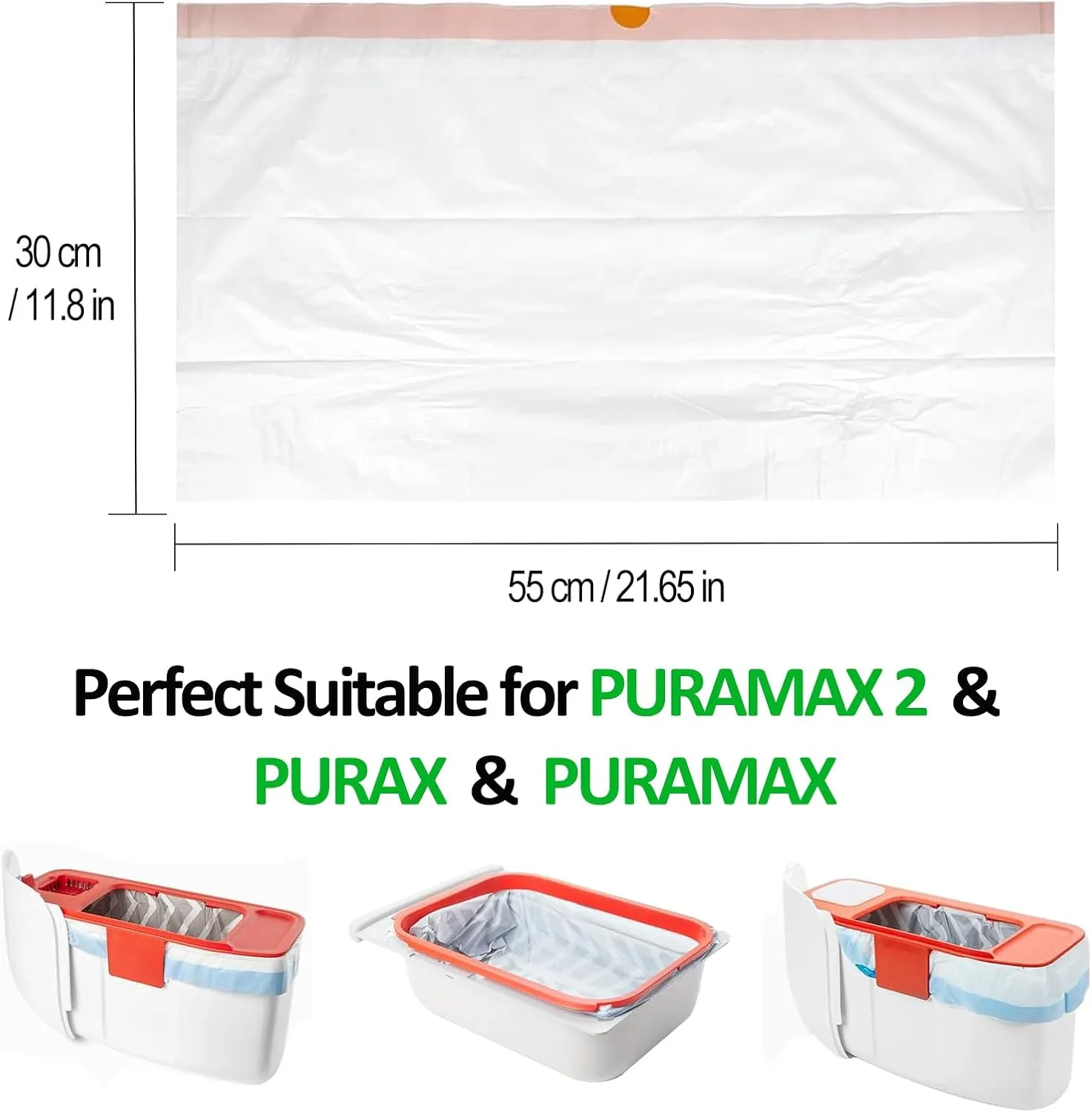 40 Count Drawstring Automatic Cat Litter Box Liner Bags, Disposable Heavy Duty Cat Litter Liners, Replaced Litter Box Bags Suit for PuraX PuraMax PuraMax2