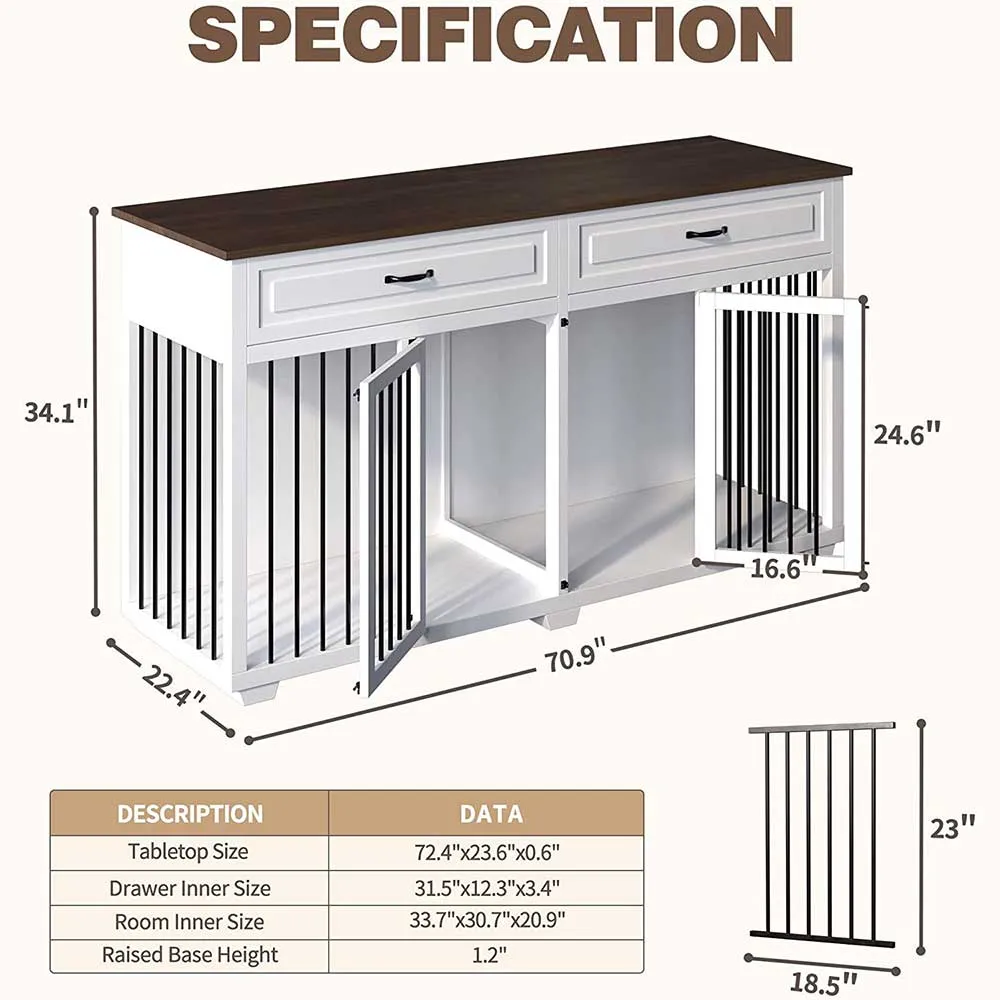 72.4" Large Dog Crate Furniture 150160