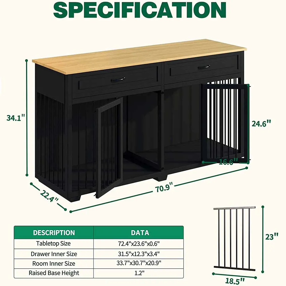 72.4" Large Dog Crate Furniture 150160