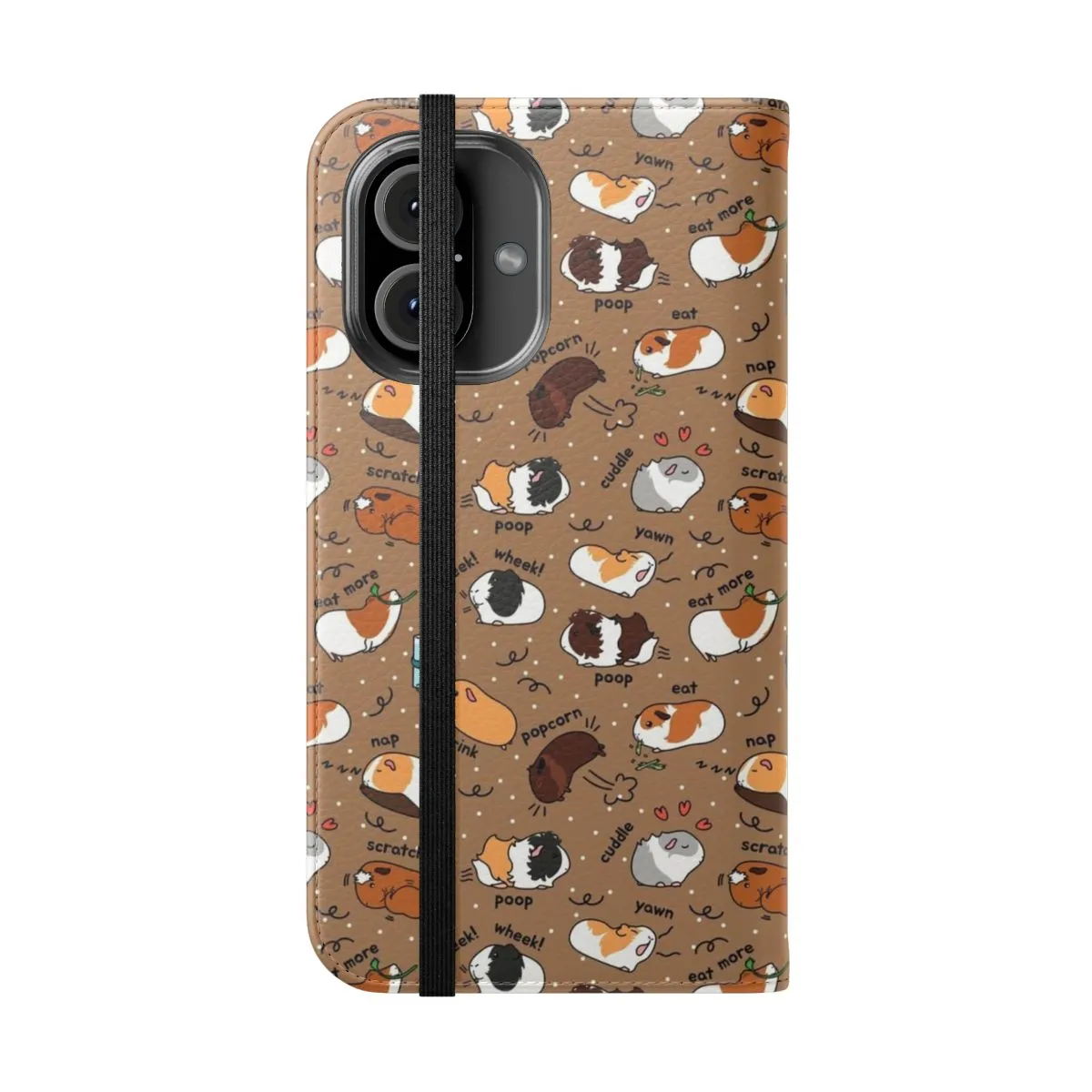 Adorable Guinea Pig Daily Routine Phone Case - Brown Background