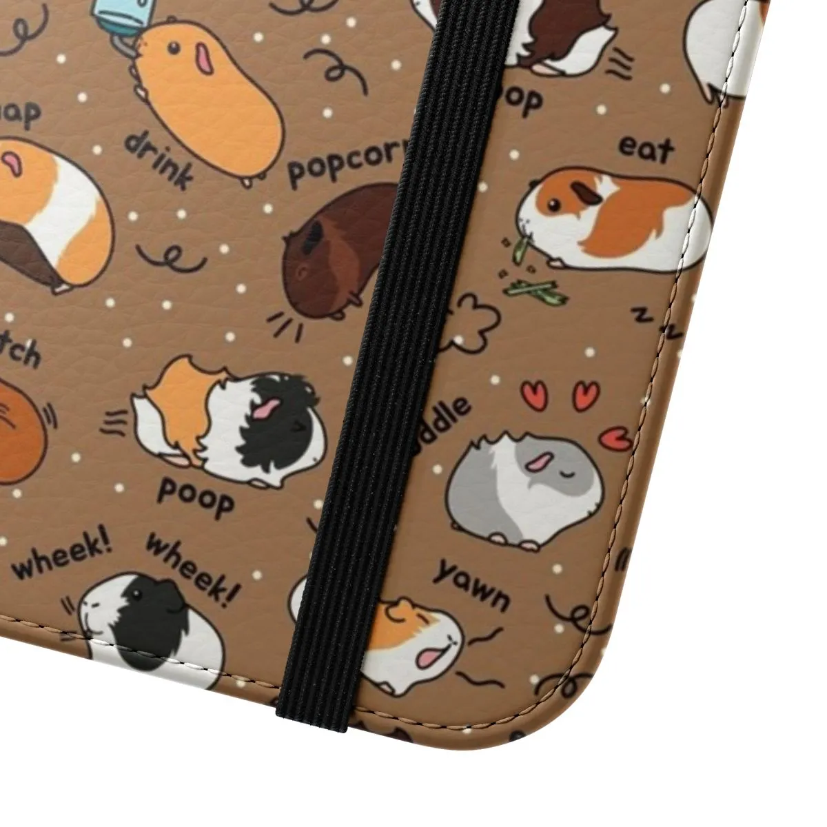 Adorable Guinea Pig Daily Routine Phone Case - Brown Background