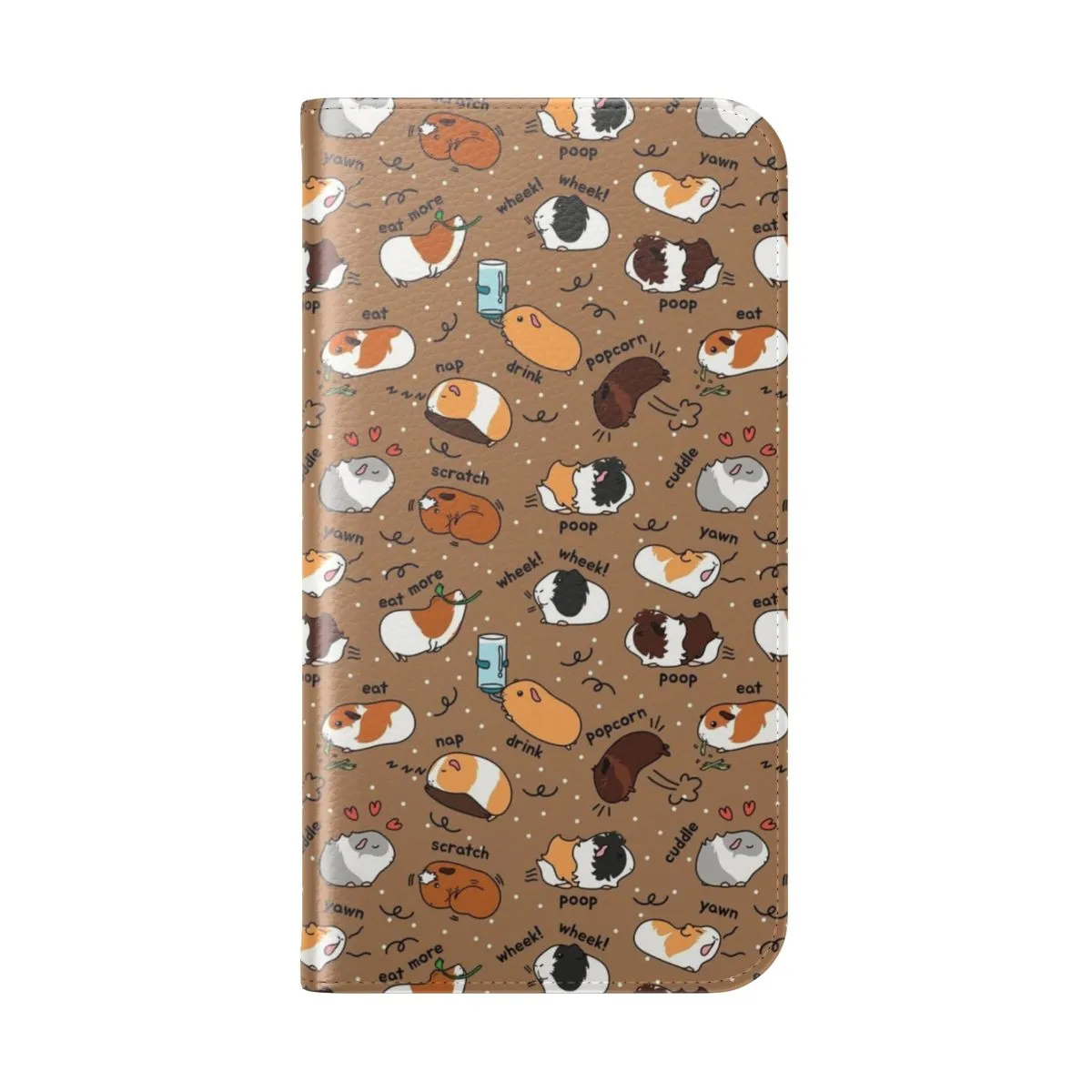 Adorable Guinea Pig Daily Routine Phone Case - Brown Background