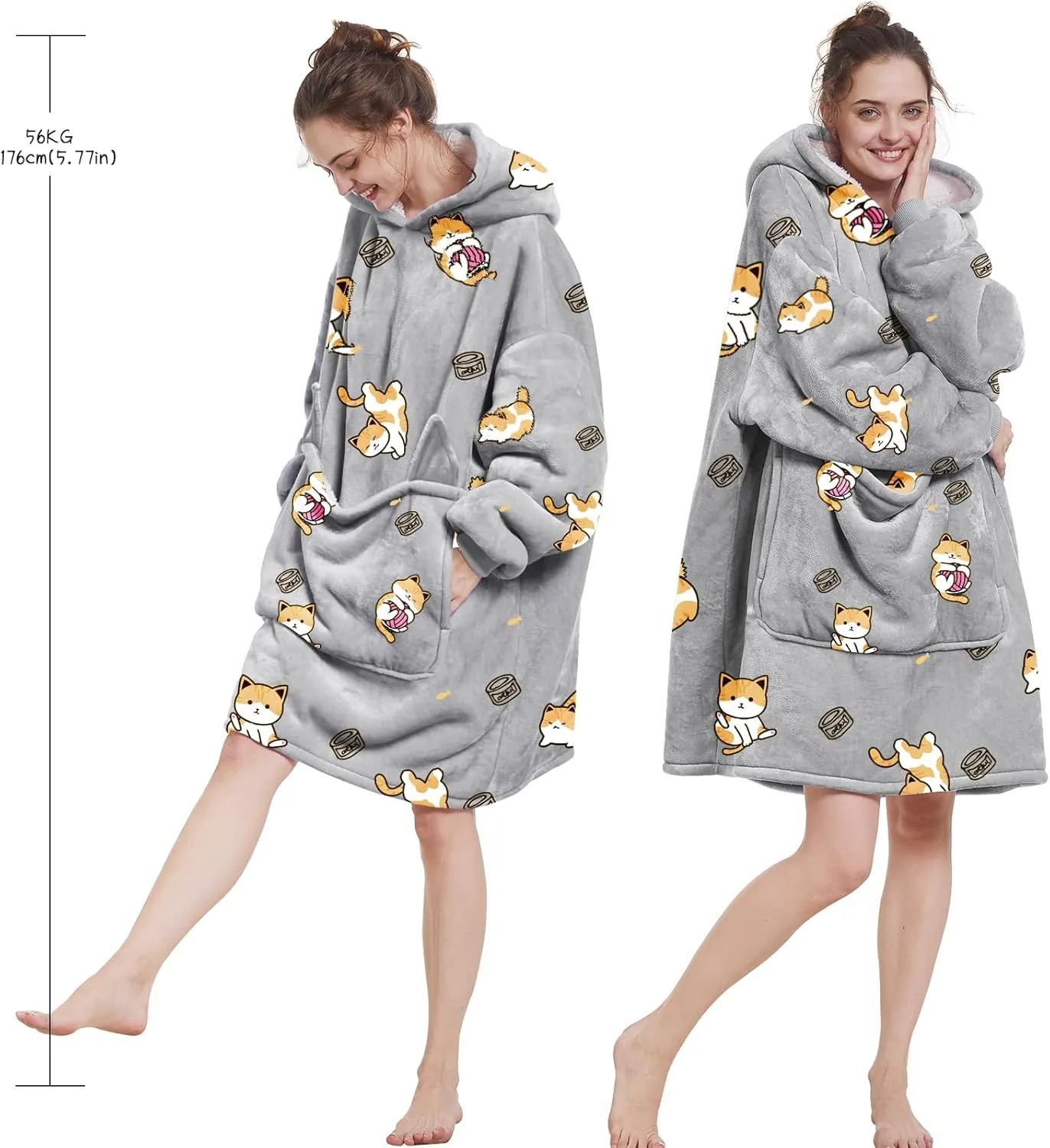 Aemilas Wearable Blanket Hoodie - Warm Sherpa Blanket Sweatshirt as Gifts for Adult Women Mom Men, One Size Fits All