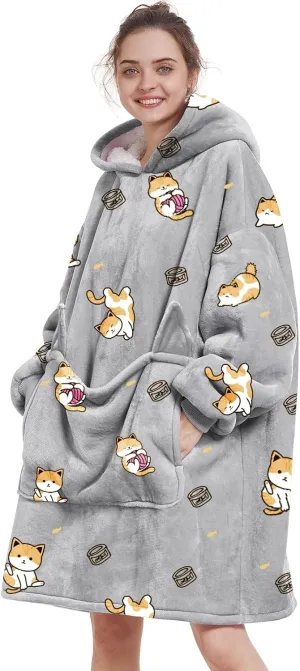 Aemilas Wearable Blanket Hoodie - Warm Sherpa Blanket Sweatshirt as Gifts for Adult Women Mom Men, One Size Fits All
