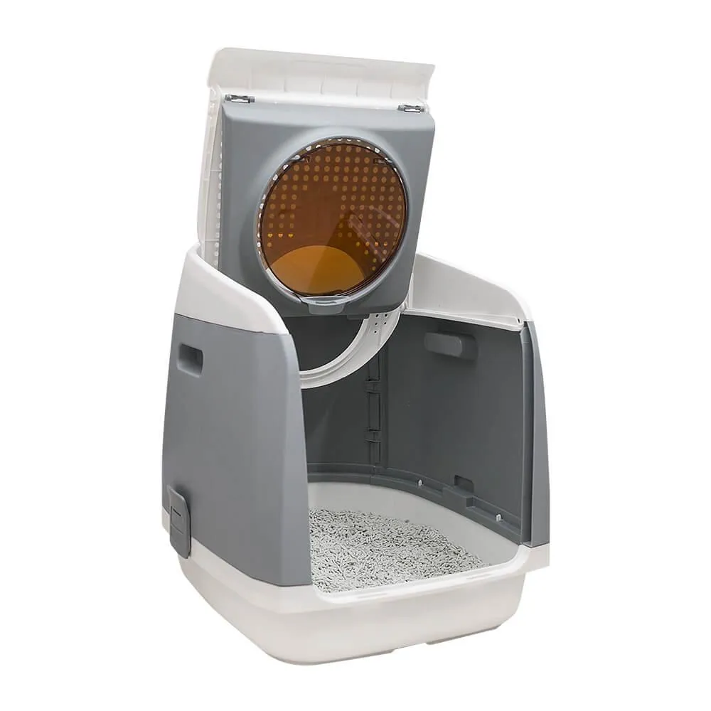 AllPetSolutions Grey Cat Litter Box - Exit Hatch Feature