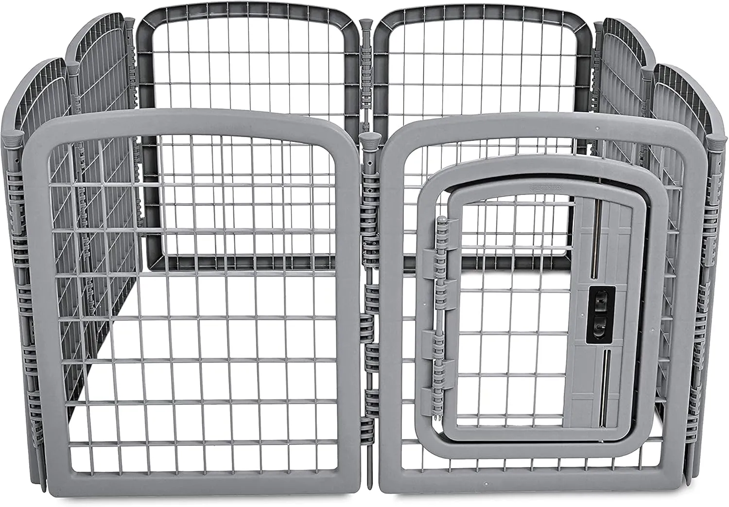 Amazon Basics 8-Panel Octagonal Plastic Pet Pen Fence Enclosure With Gate, 28 inches, Grey