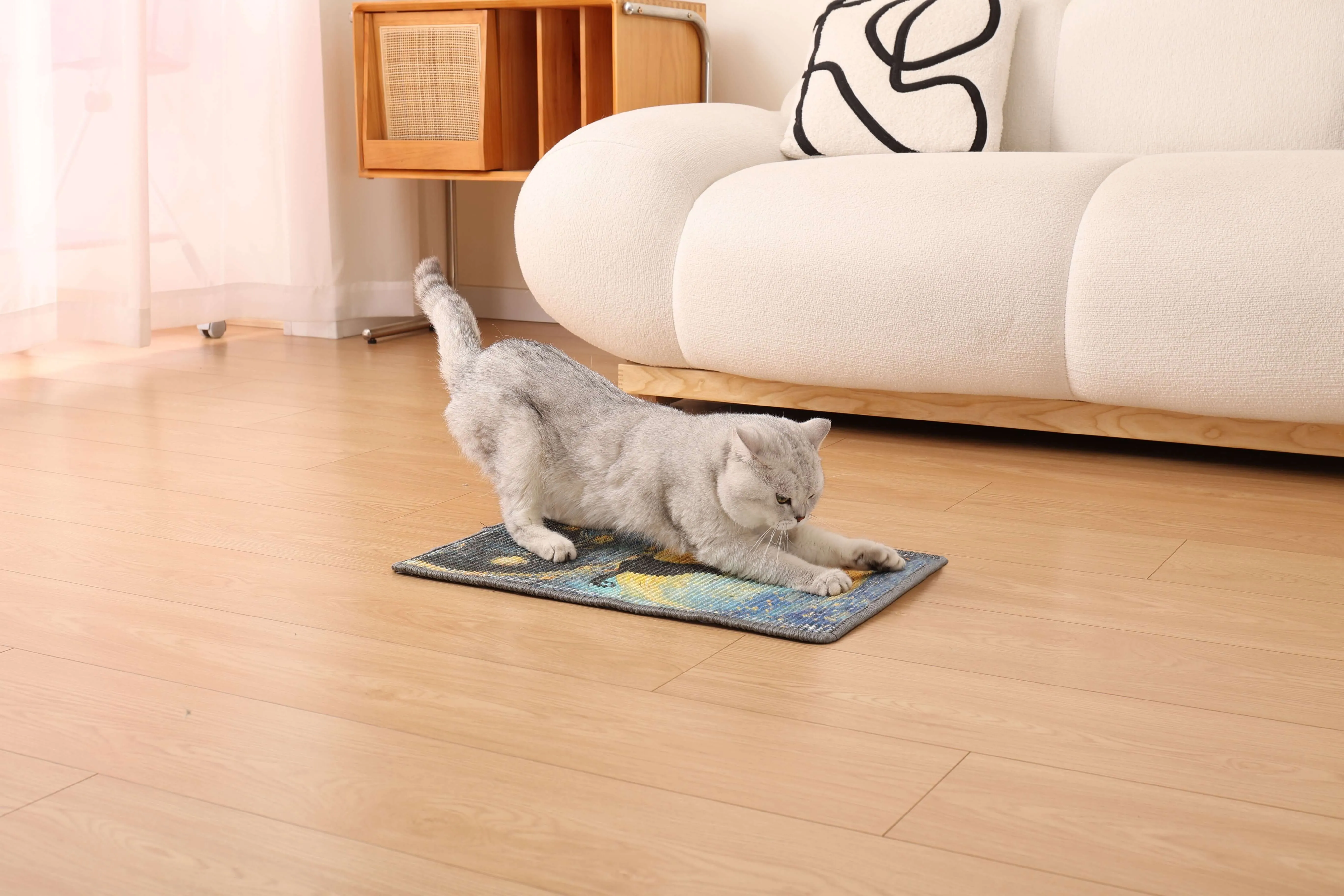 Art-Inspired Natural Sisal Scratching Mat