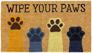 Avera Products Wipe Your Paws Natural Coir Doormat Anti-Slip Rubber Back | 17" x 29" Perfect for Outdoors | Low Maintenance Animal Welcome Mat | Colorful and Fun Pet Approved
