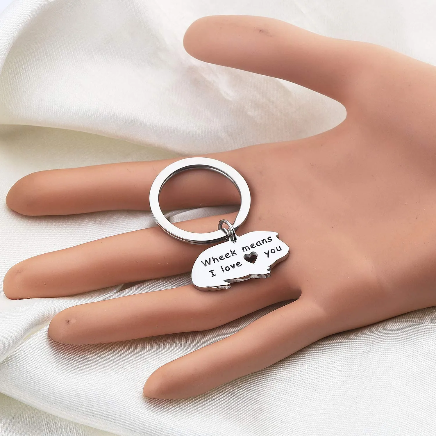 bobauna Guinea Pig Lover Gift Wheek Means I Love You Keychain Guinea Pig Jewelry Animal Lover Gift