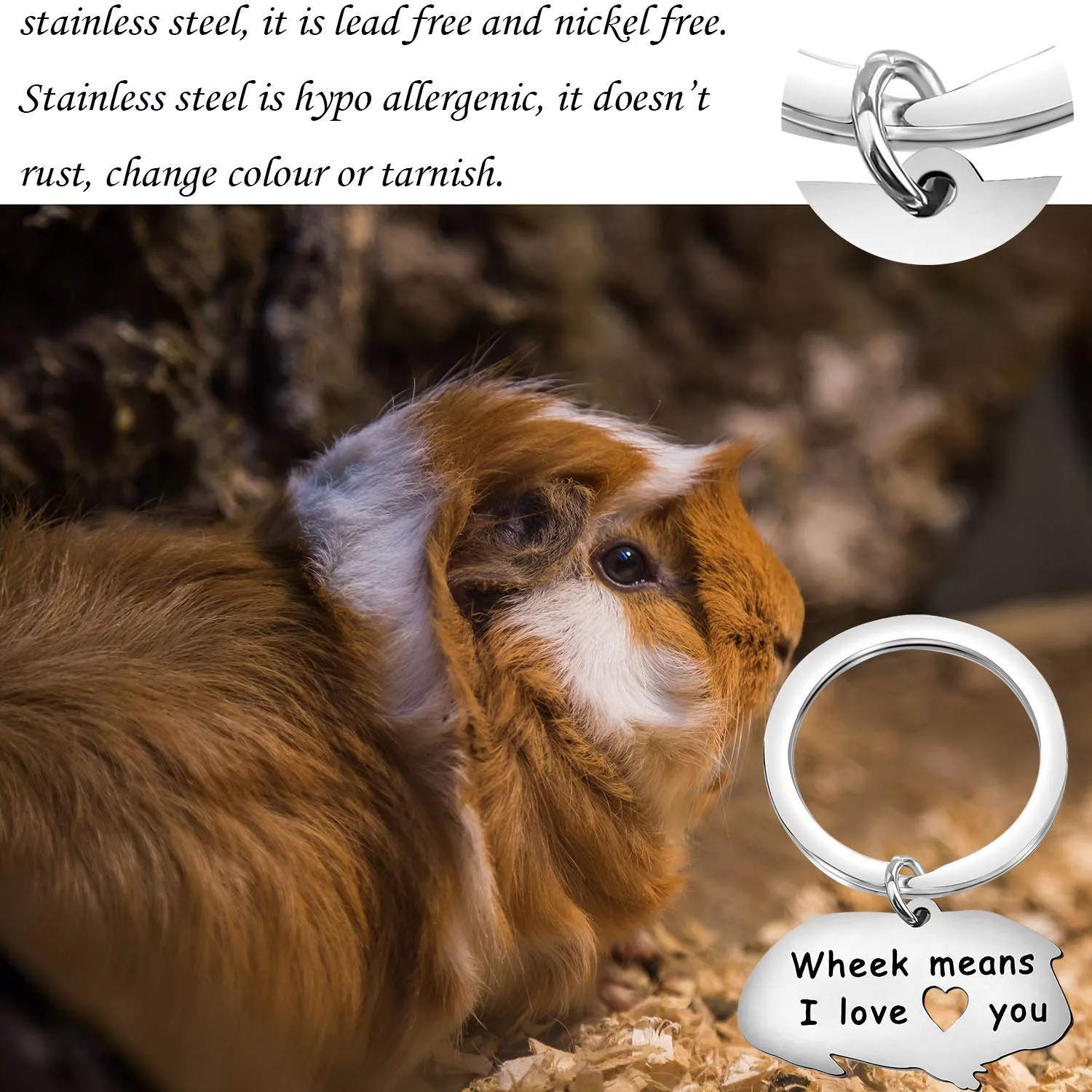 bobauna Guinea Pig Lover Gift Wheek Means I Love You Keychain Guinea Pig Jewelry Animal Lover Gift