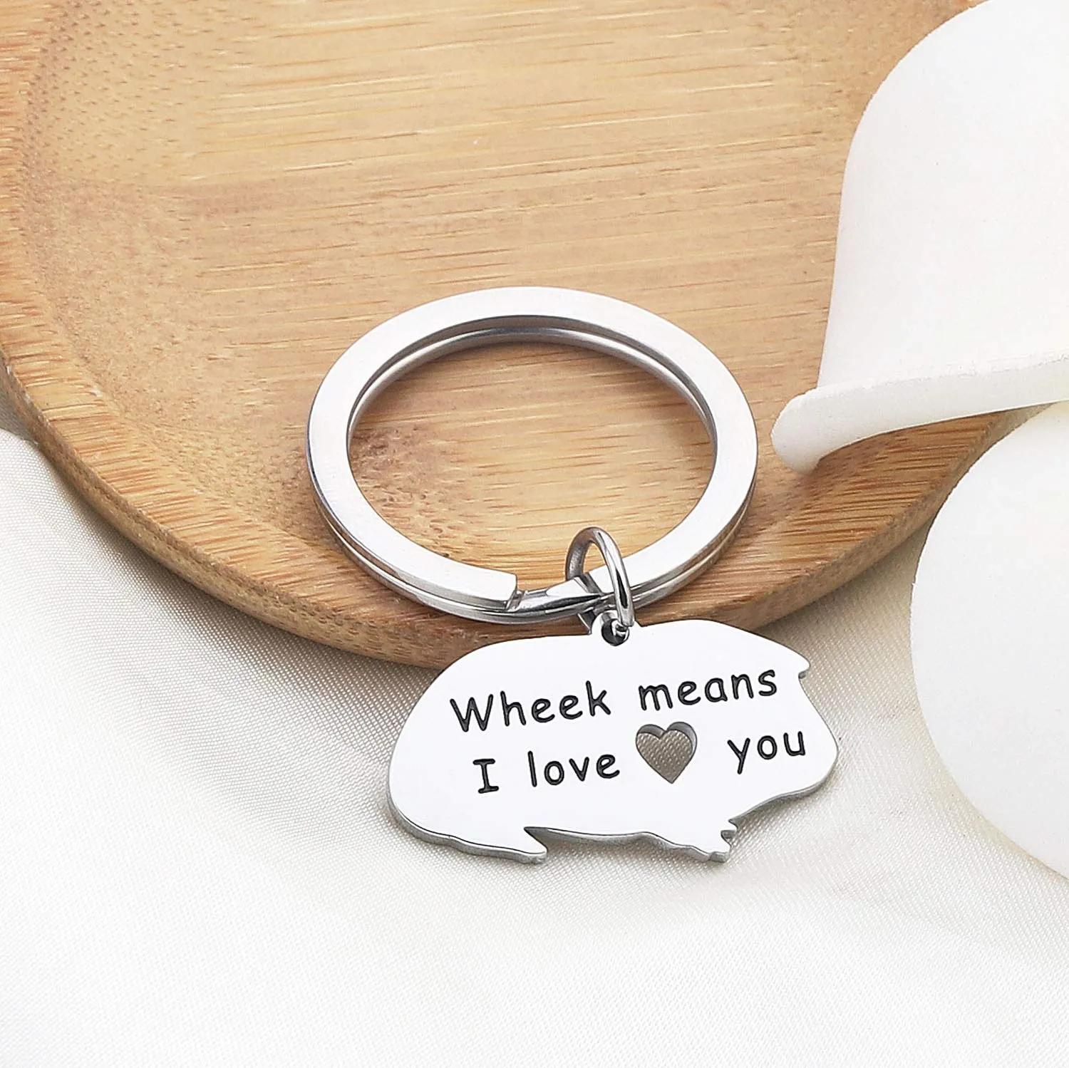 bobauna Guinea Pig Lover Gift Wheek Means I Love You Keychain Guinea Pig Jewelry Animal Lover Gift