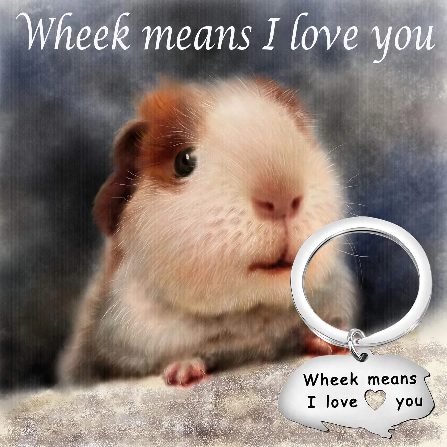 bobauna Guinea Pig Lover Gift Wheek Means I Love You Keychain Guinea Pig Jewelry Animal Lover Gift