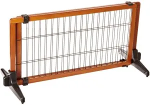 Carlson Pet Freestanding Extra-Wide Adjustable Wooden Pet Gate - Brown - L: 40-70" X W: 2" X H: 20"