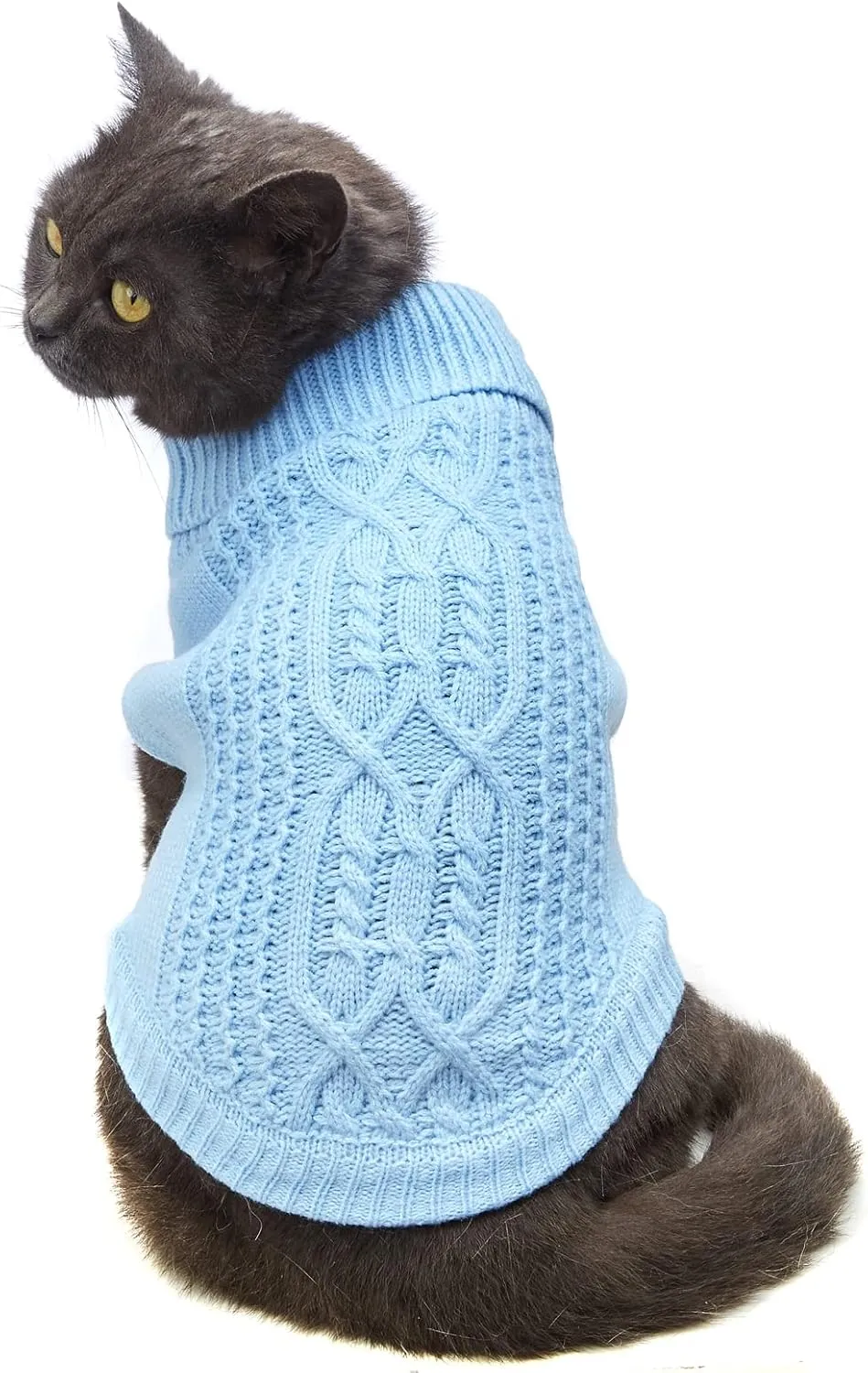 Cat Sweater Keep Your Pets Cozy, 16 Color Turtleneck Knitted Sleeveless Cat Clothes, Winter Outfits for Cats & Small Dogs During Cold Seasons (Blue, X-Small)