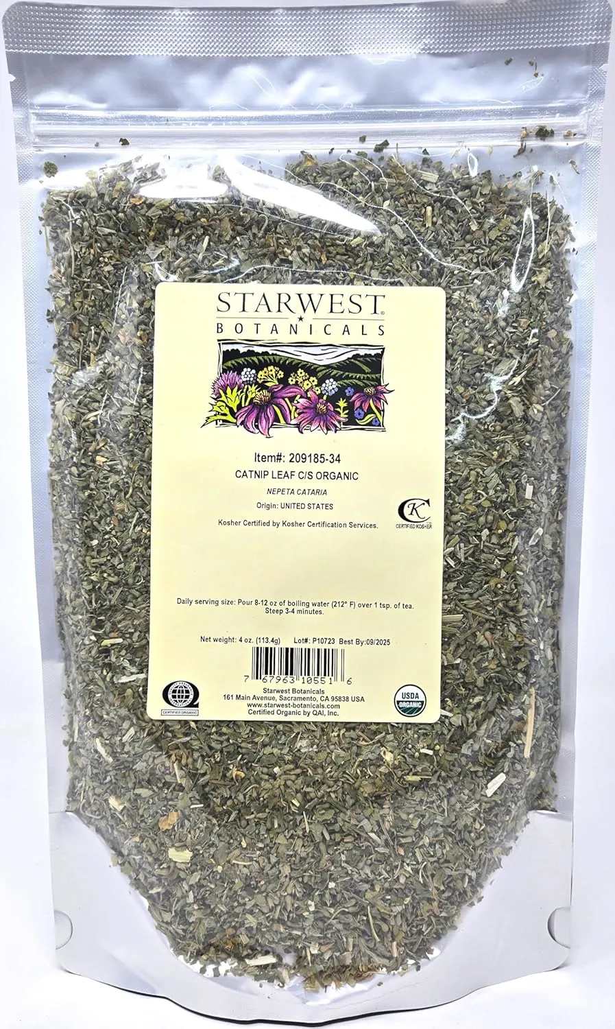 Catnip Leaf Cut & Sifted Organic - 4 Oz,(Starwest Botanicals)