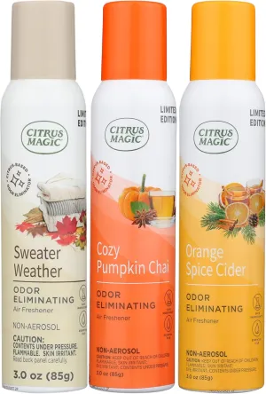 Citrus Magic Limited Edition Odor Eliminating Air Freshener Spray, Assorted Fragrances, 3-Ounce, Pack of 3