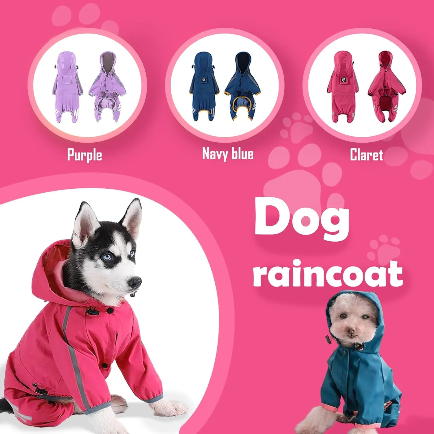 Clart XX-Large Dog Raincoat with Hat - Lightweight, Waterproof Jacket for Small Dogs, Reflective Strip