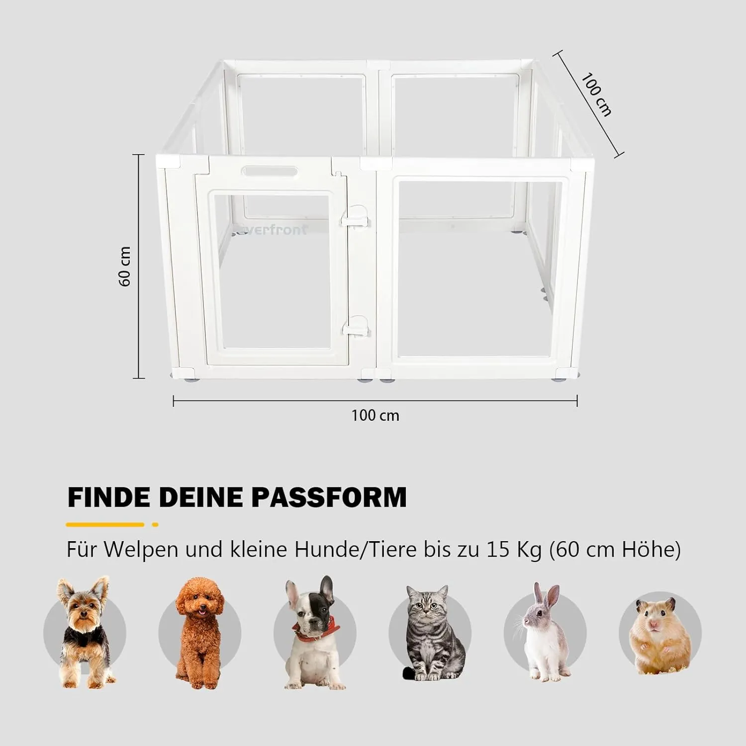 Clear Acrylic Plastic Dog Playpen Indoor,for Puppy Cat Rabbit Ferret Transparent Pet Pen,Easy Assemble Whelping Crate Kennel Cage Enclosure,Preferable for Small Dogs (23.6 Height, 8PCS)
