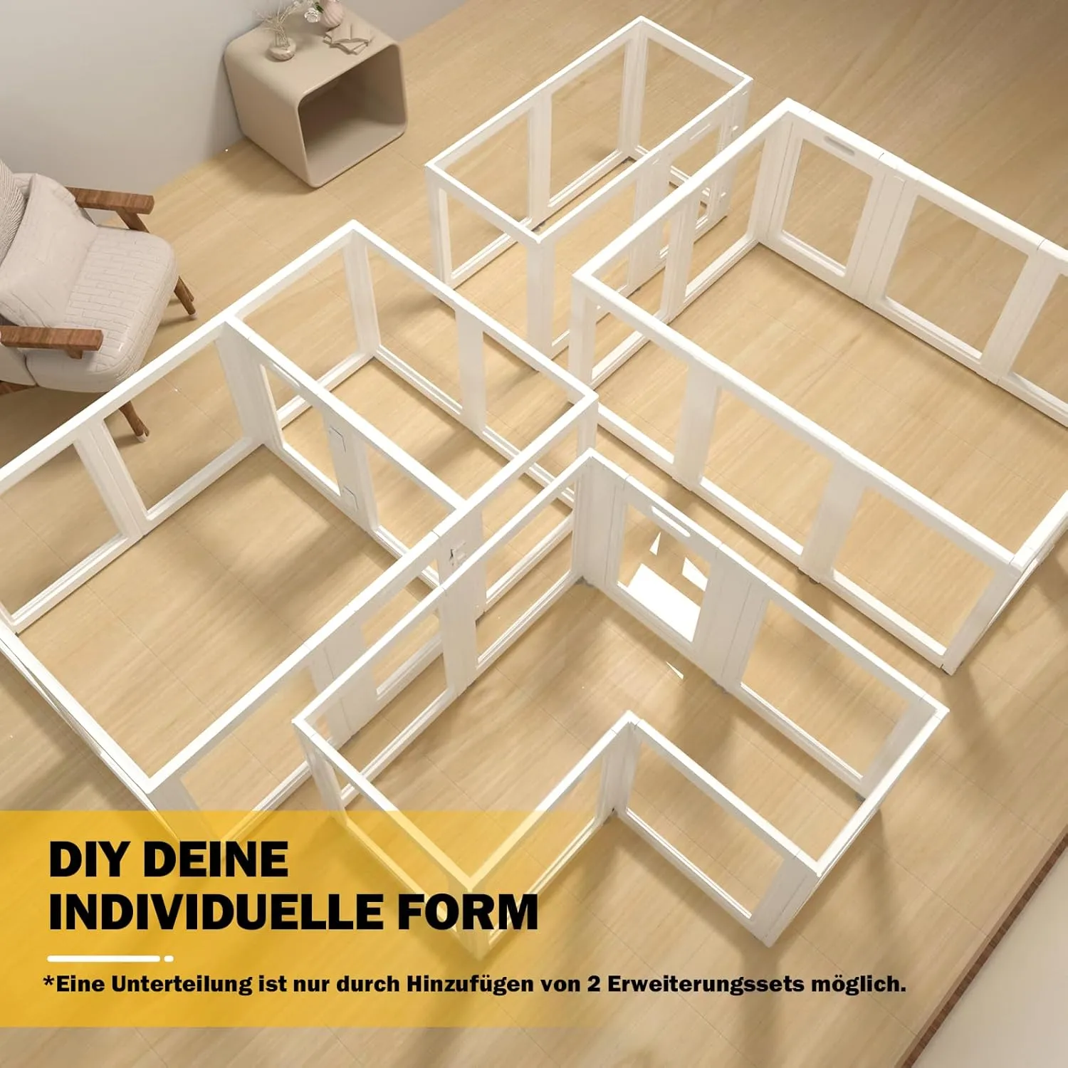 Clear Acrylic Plastic Dog Playpen Indoor,for Puppy Cat Rabbit Ferret Transparent Pet Pen,Easy Assemble Whelping Crate Kennel Cage Enclosure,Preferable for Small Dogs (23.6 Height, 8PCS)