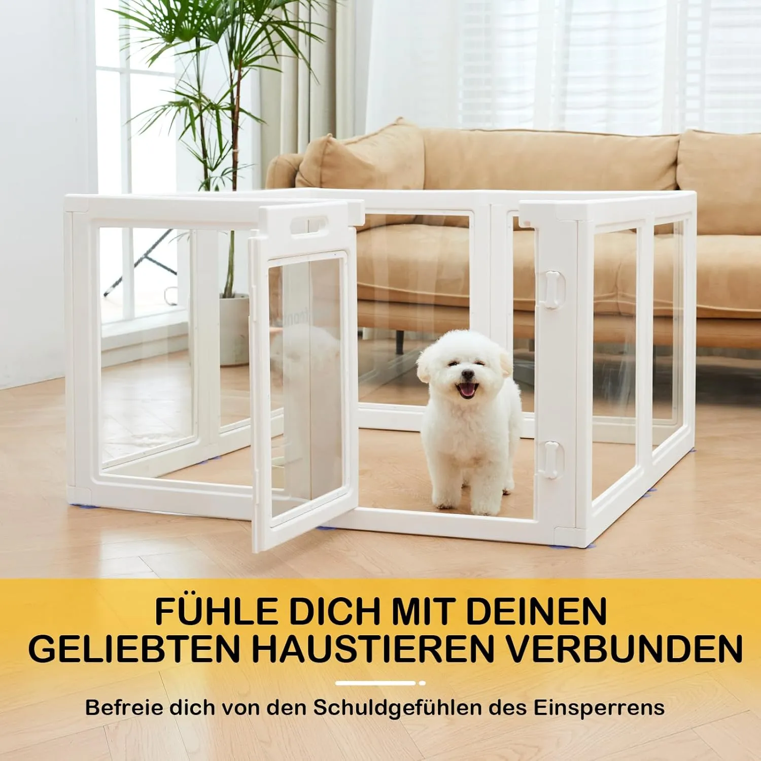 Clear Acrylic Plastic Dog Playpen Indoor,for Puppy Cat Rabbit Ferret Transparent Pet Pen,Easy Assemble Whelping Crate Kennel Cage Enclosure,Preferable for Small Dogs (23.6 Height, 8PCS)