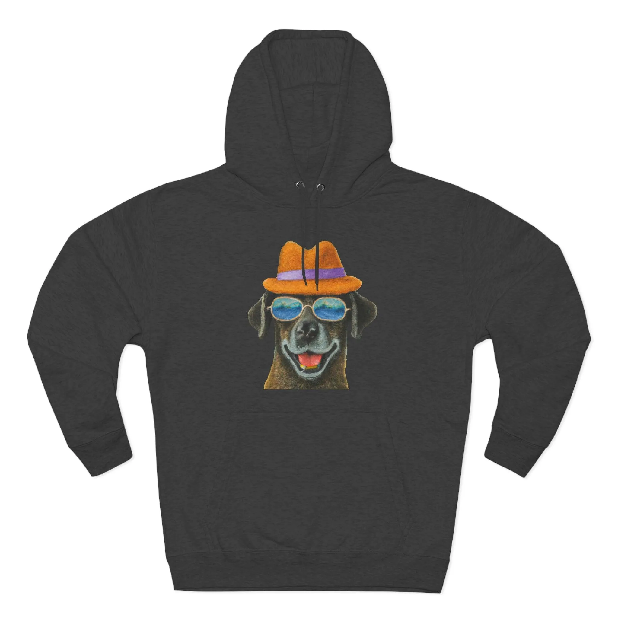 Dog at the beach wearing a hat and sunglasses painted arts Premium Pullover Hoodie