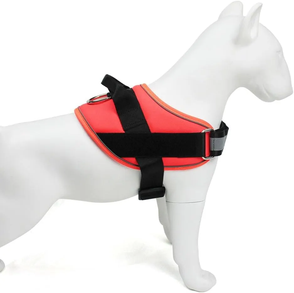 Dog Chest Strap Padded Full Body Pet Vest Adjustable Non-Pull Reflective Vest with Handle Dog Chest Strap, Suitable for Walking, Jogging, (Orange) S.M.L.XL Size