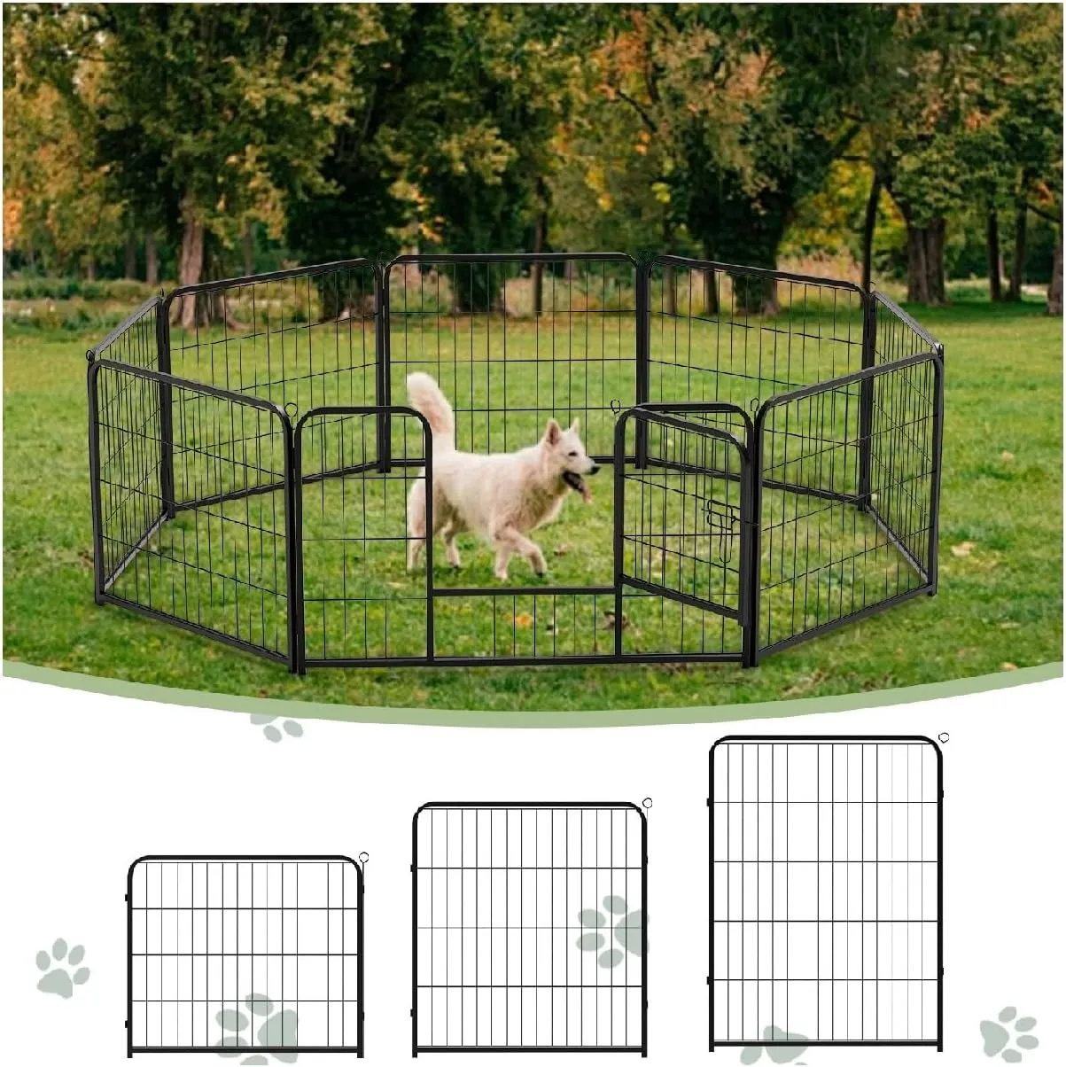 Dog Gate Puppy Playpen, Foldable Metal Exercise Fence, Cat Pens Indoor Pet Kennel Outside for Camping Garden Yard