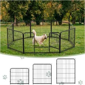 Dog Gate Puppy Playpen, Foldable Metal Exercise Fence, Cat Pens Indoor Pet Kennel Outside for Camping Garden Yard