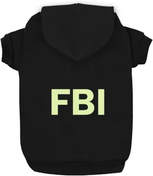 Dog Hoodie Dog Hoodies for Small Dogs Clothes FBI Pattern Fluorescent Reflective Strip Fleece Sweater Winter Sweat Shirt Warm Cotton Dog Hoodie for Small Dog Cat Black XL