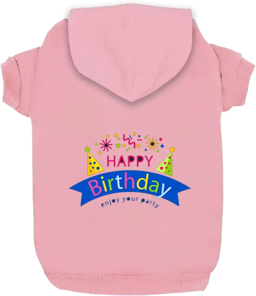 Dog Hoodie Dog Hoodies for Small Dogs Clothes Happy Birthday Gift Fleece Sweater Winter Sweat Shirt Warm Cotton Dog Hoodie for Small Dog Medium Dog Cat Pink XXL