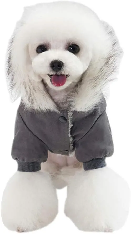 Dog Hoodies, Rdc Pet Work Clothes, Thickened Dog Overall, Dog Military Uniform, Army Hoodie Sweater, Cotton Jacket Fur Coat for Small Dog & Medium Dog & Cat (Grey,XXL)
