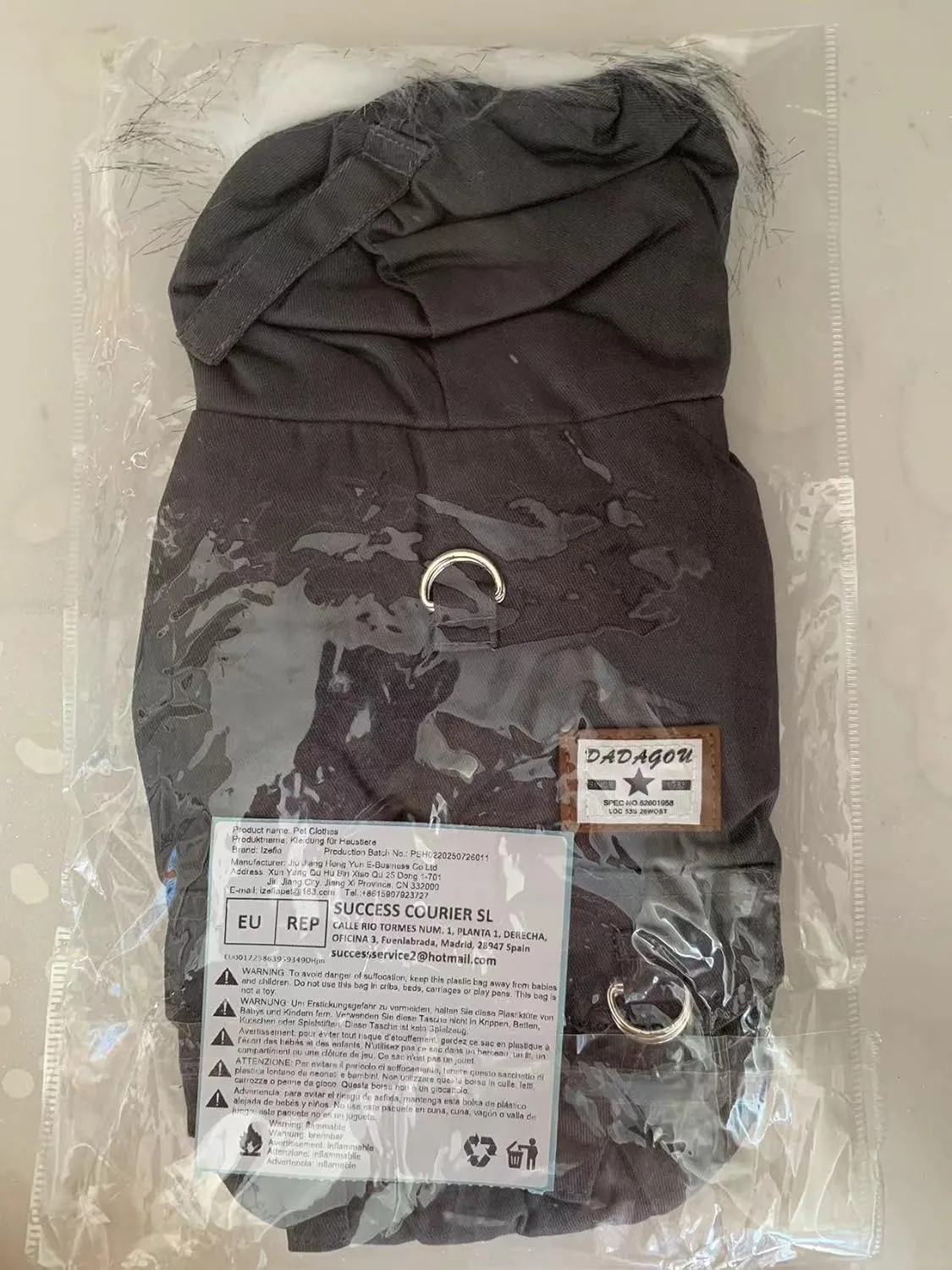 Dog Hoodies, Rdc Pet Work Clothes, Thickened Dog Overall, Dog Military Uniform, Army Hoodie Sweater, Cotton Jacket Fur Coat for Small Dog & Medium Dog & Cat (Grey,XXL)