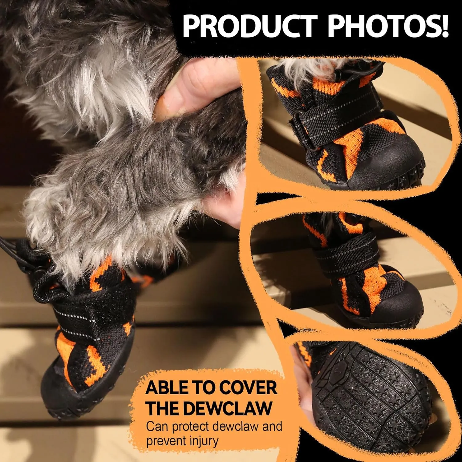 Dog Shoes for Large Small Medium Dogs,Waterproof Dog Boots & Paw Protectors with Breathable Mesh for Summer Hot Pavement,Anti-Slip Dog Booties for Hiking Hardwood Floors Winter Snow (Orange-8)