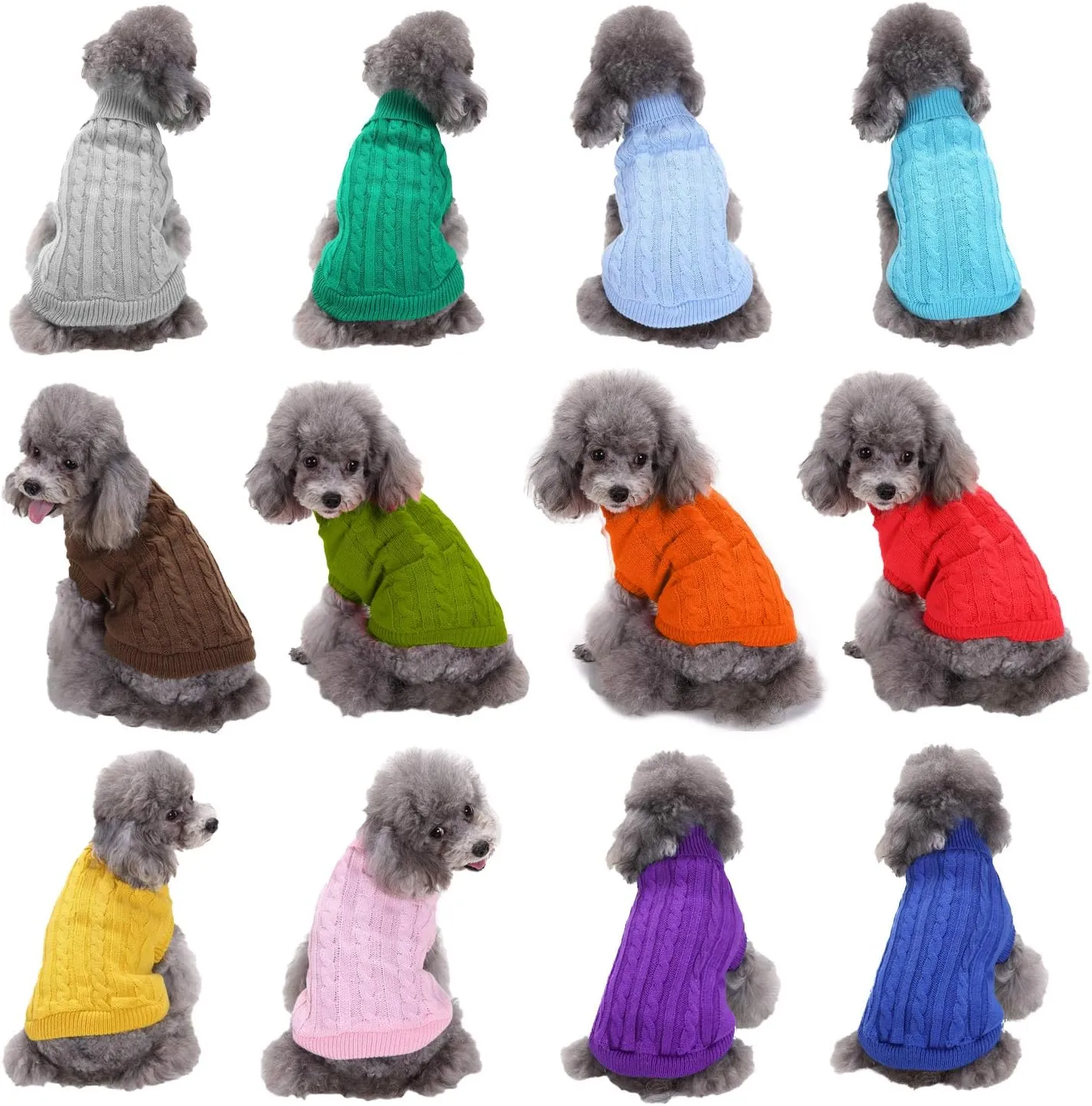 Dog Sweater for Small, Medium, Large Dogs - Warm Winter Classic Turtleneck Pet Clothes - Cute Christmas Coat for Puppies, Cats, Girls, Boys