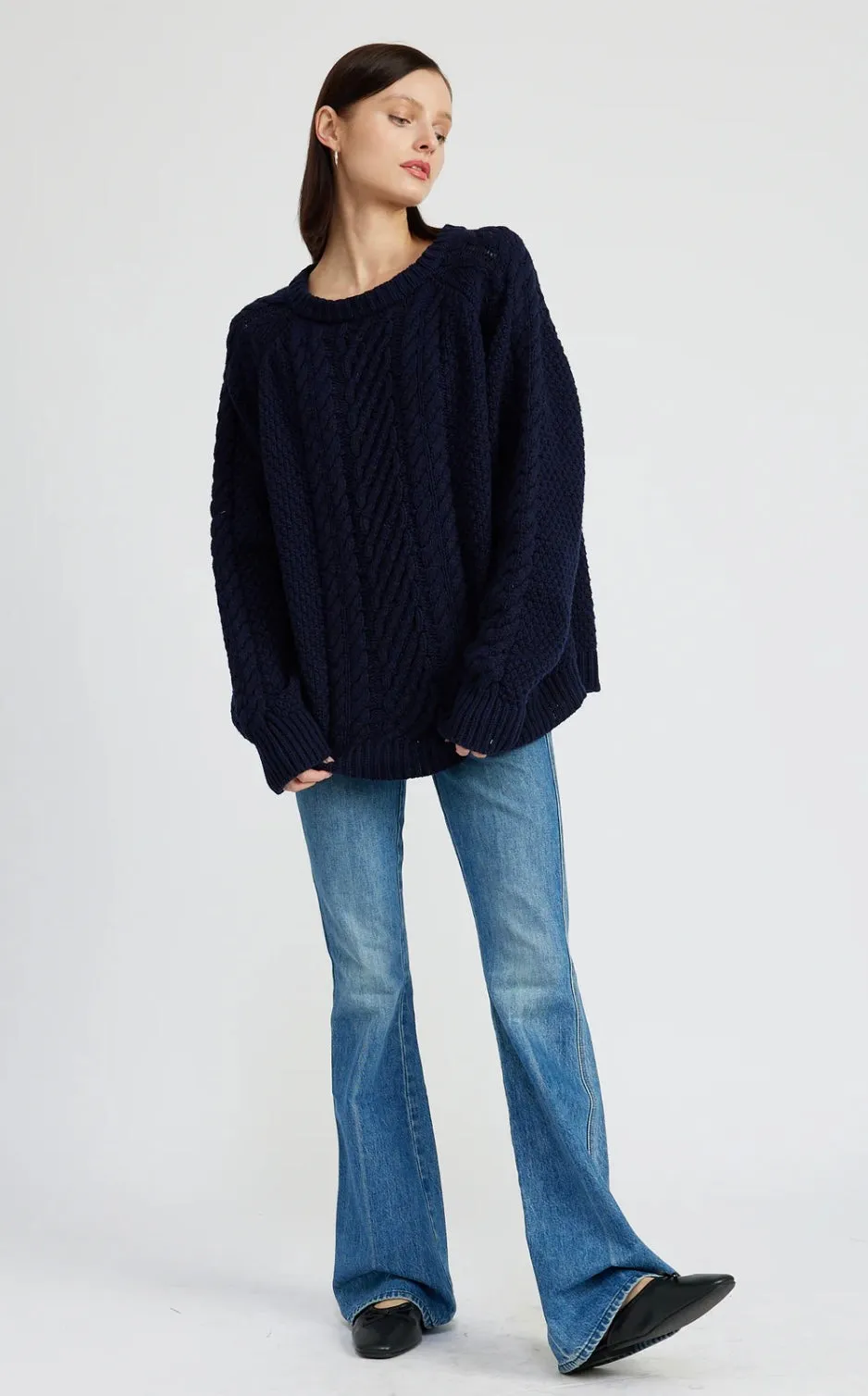 En Saison Spencer Cable Knit Sweater