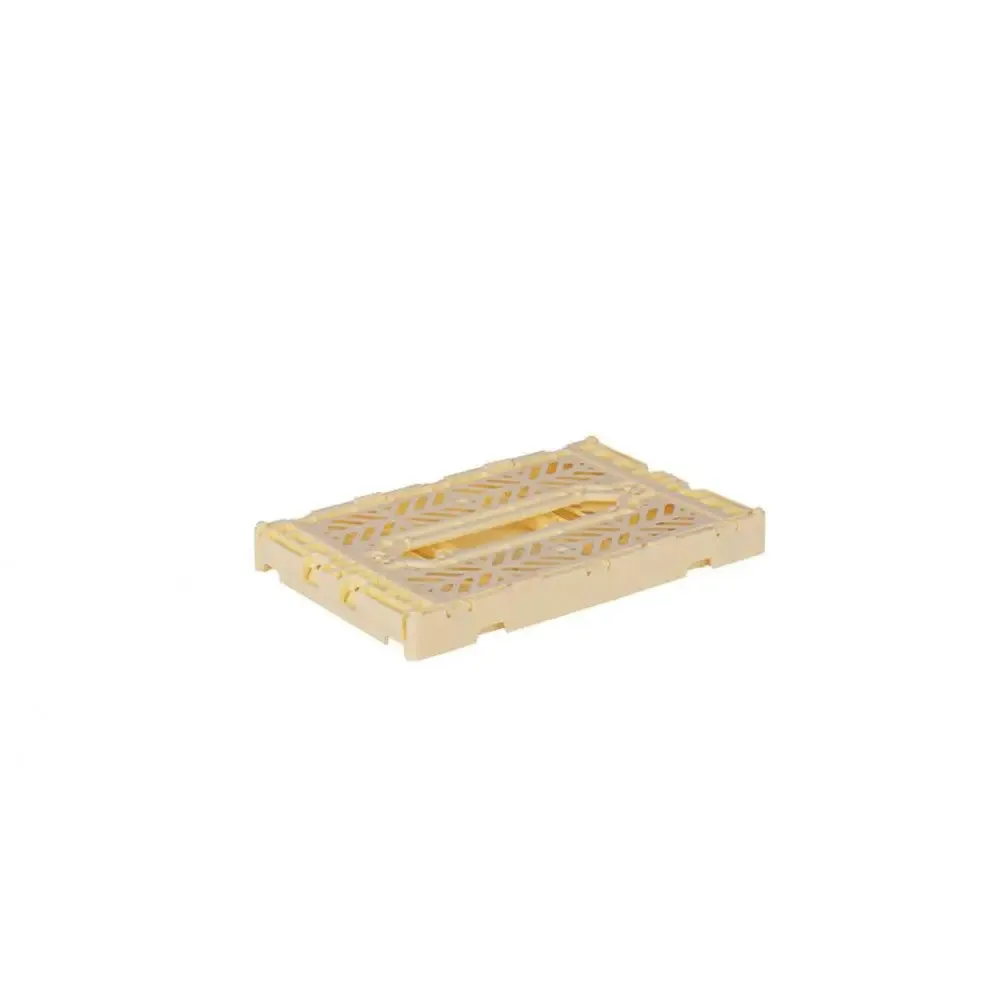 Foldable Storage Bins, Plastic Crate for Storage, Collapsible Crate, Utility Stackable Box Small Banana