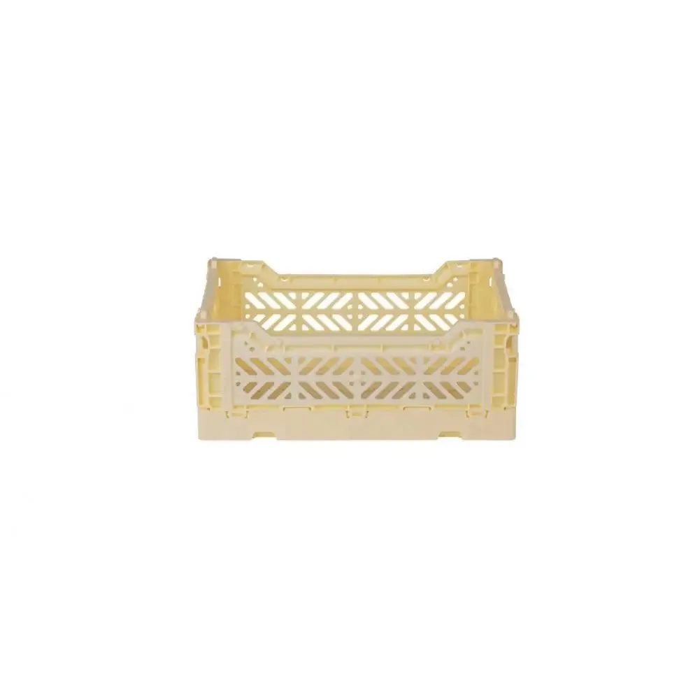 Foldable Storage Bins, Plastic Crate for Storage, Collapsible Crate, Utility Stackable Box Small Banana
