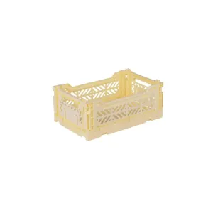Foldable Storage Bins, Plastic Crate for Storage, Collapsible Crate, Utility Stackable Box Small Banana