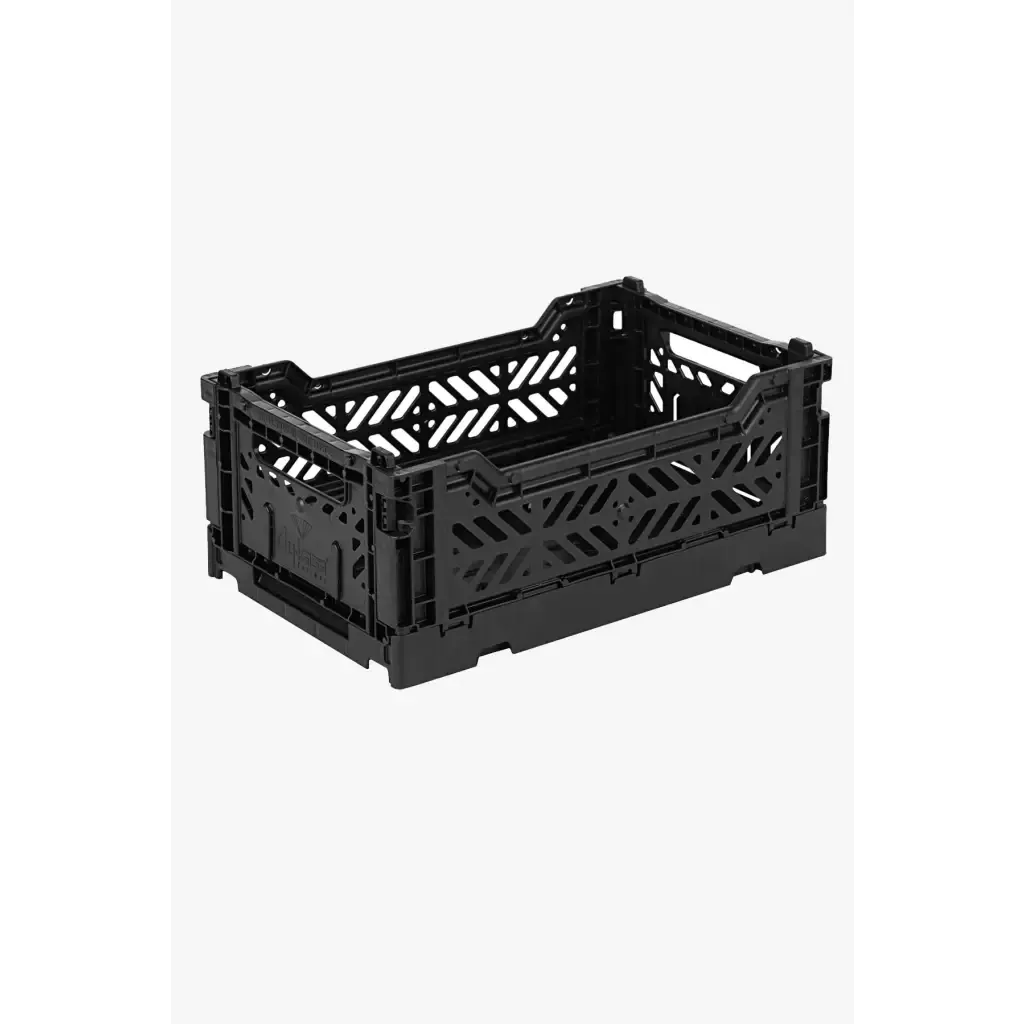 Foldable Storage Bins,Plastic Crate for Storage,Collapsible Crate,Utility Stackable Box Small Black