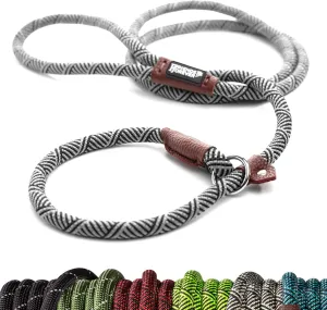 Friends Forever Extremely Durable Dog Rope Leash, Premium Quality Training Slip Lead, Reflective, Thick Heavy Duty, Sturdy, No Pull, Comfortable For The Strong Large Medium Small Pets 6 feet, Silver