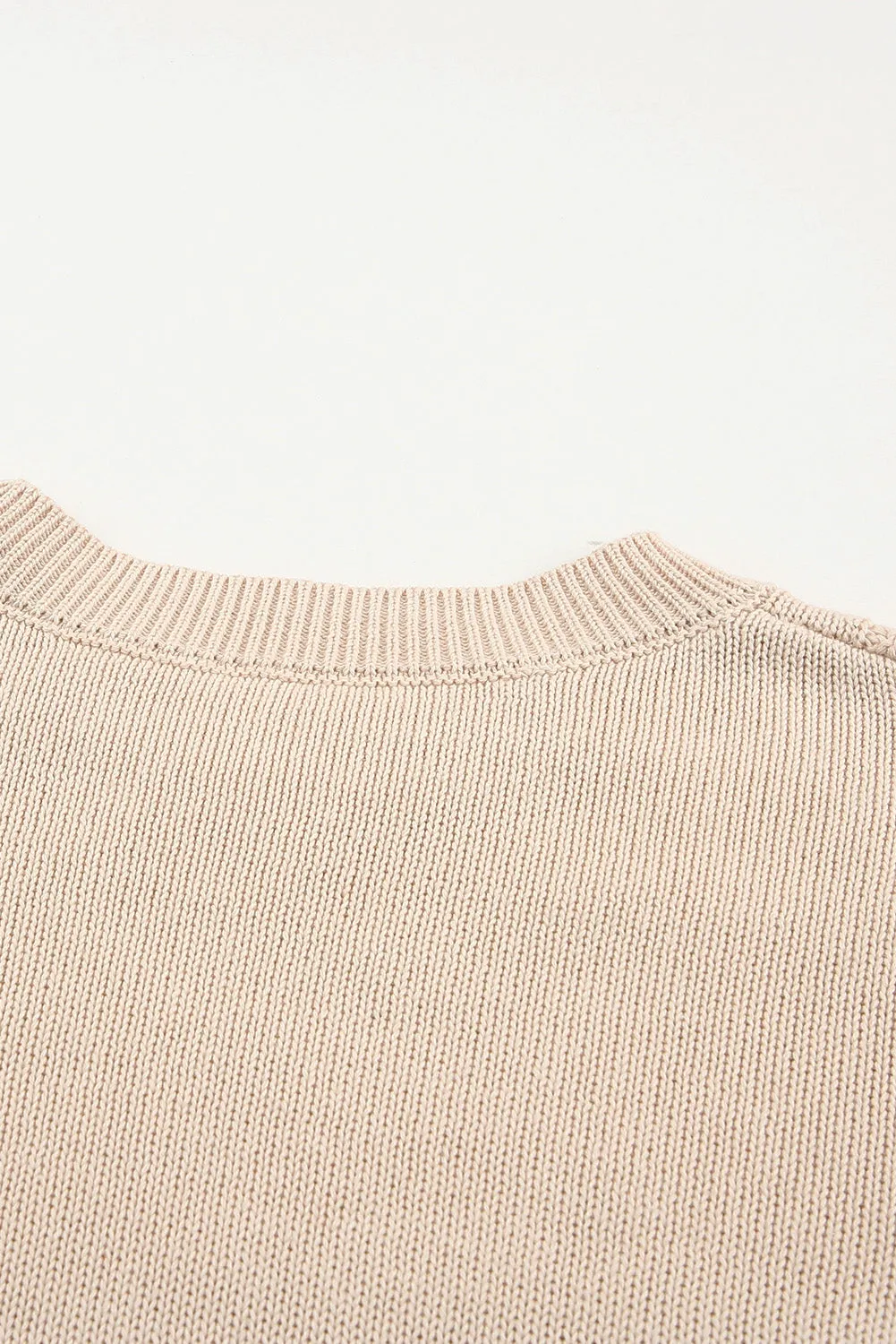 Frilled Shoulder Detail Cable Knit Sweater