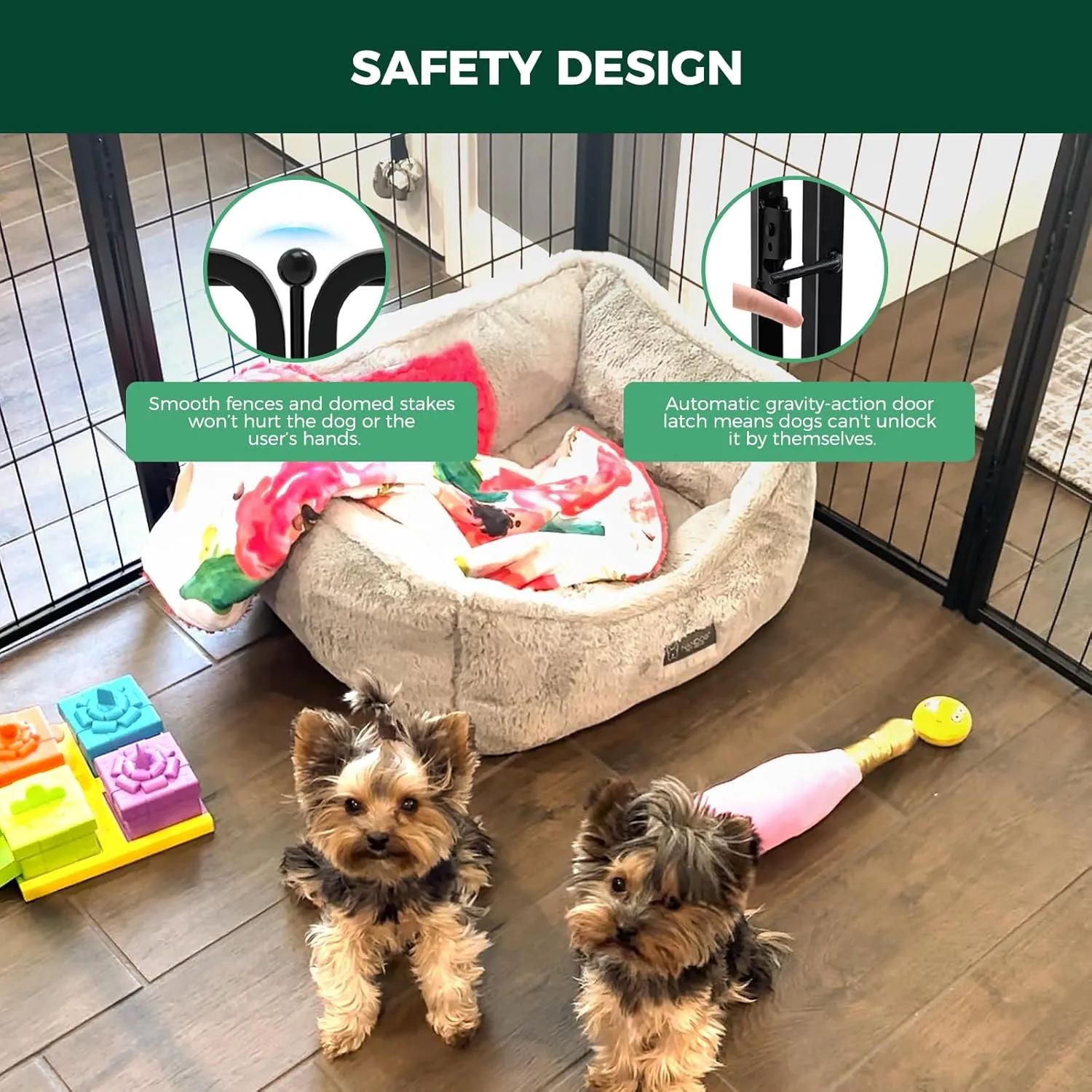 FXW Dog Gate Extra Wide Designed for Indoor Use, Adjustable Width Up to 183-inch Wide (24" H 8 Panels for Puppies and Small Dogs), Black